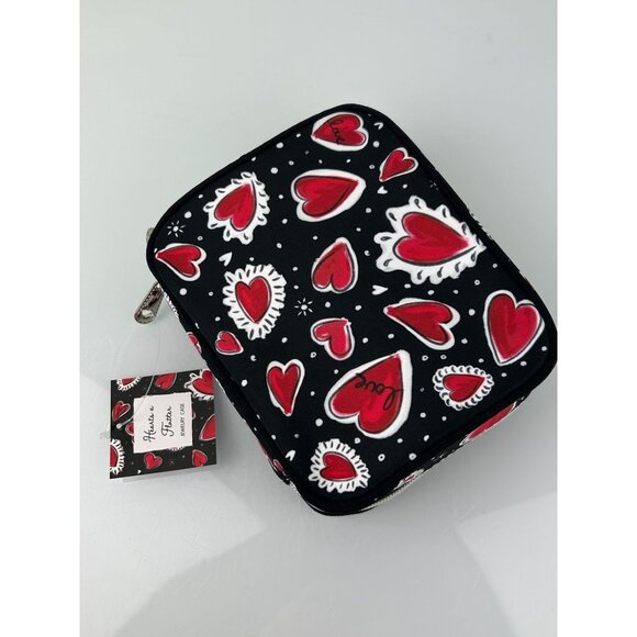 Brighton Hearts A Flutter Travel Jewelry Case NWT Zip Around Organizer Red Black - Picture 16 of 16
